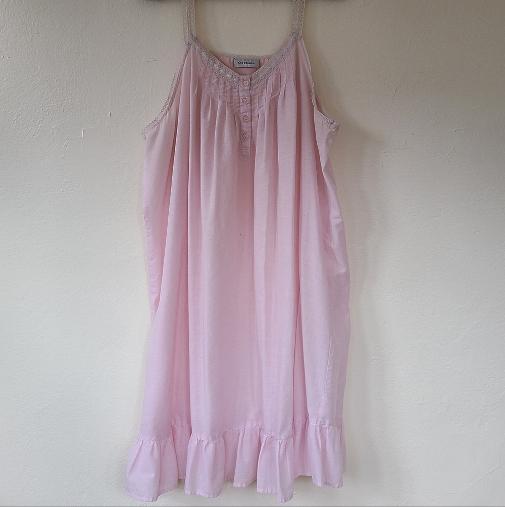 Vintage Baby Pink Lace-Trim Cotton Nightgown CW Classics